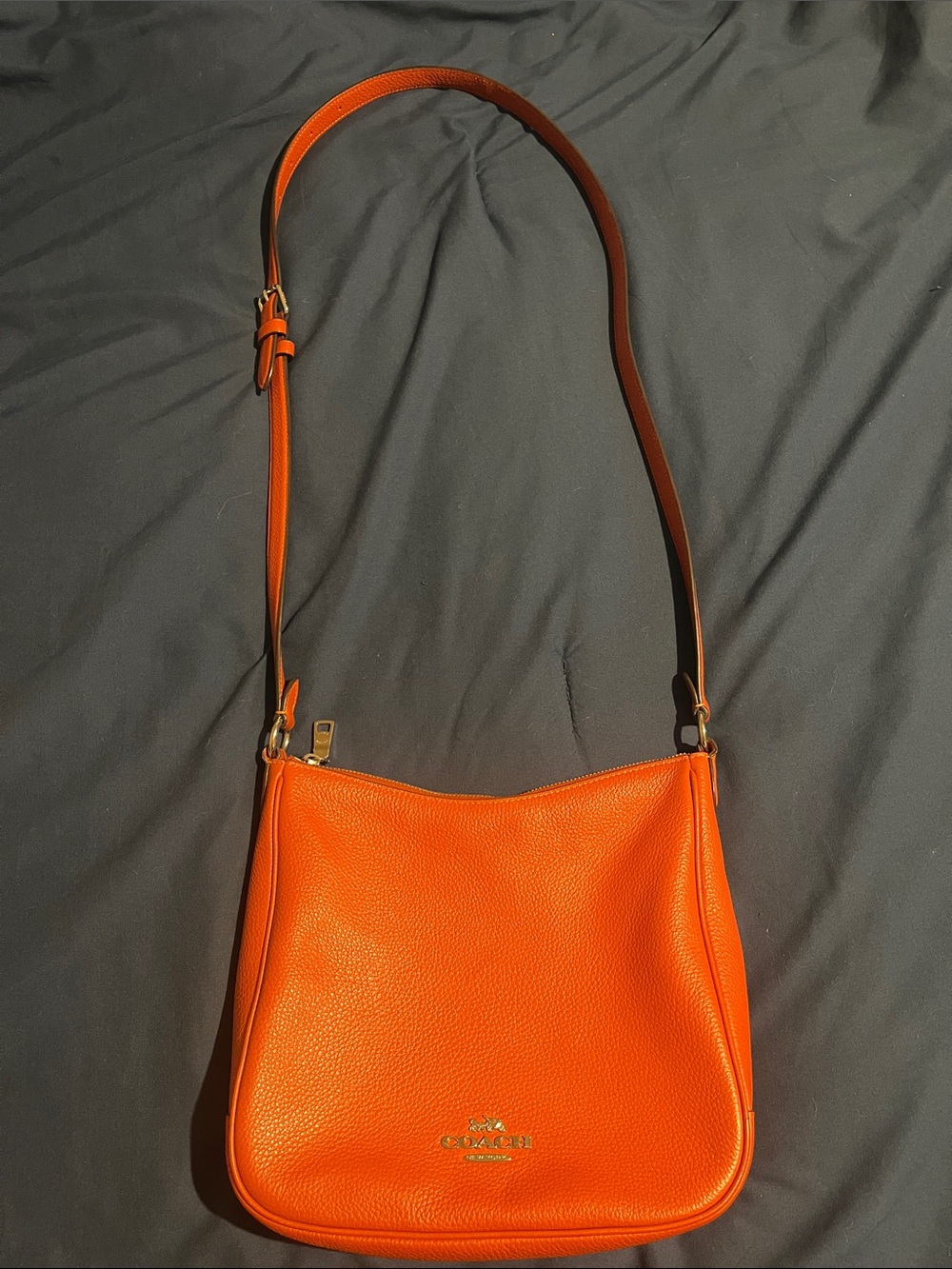 Coach Orange Pebbled Leather Crossbody
